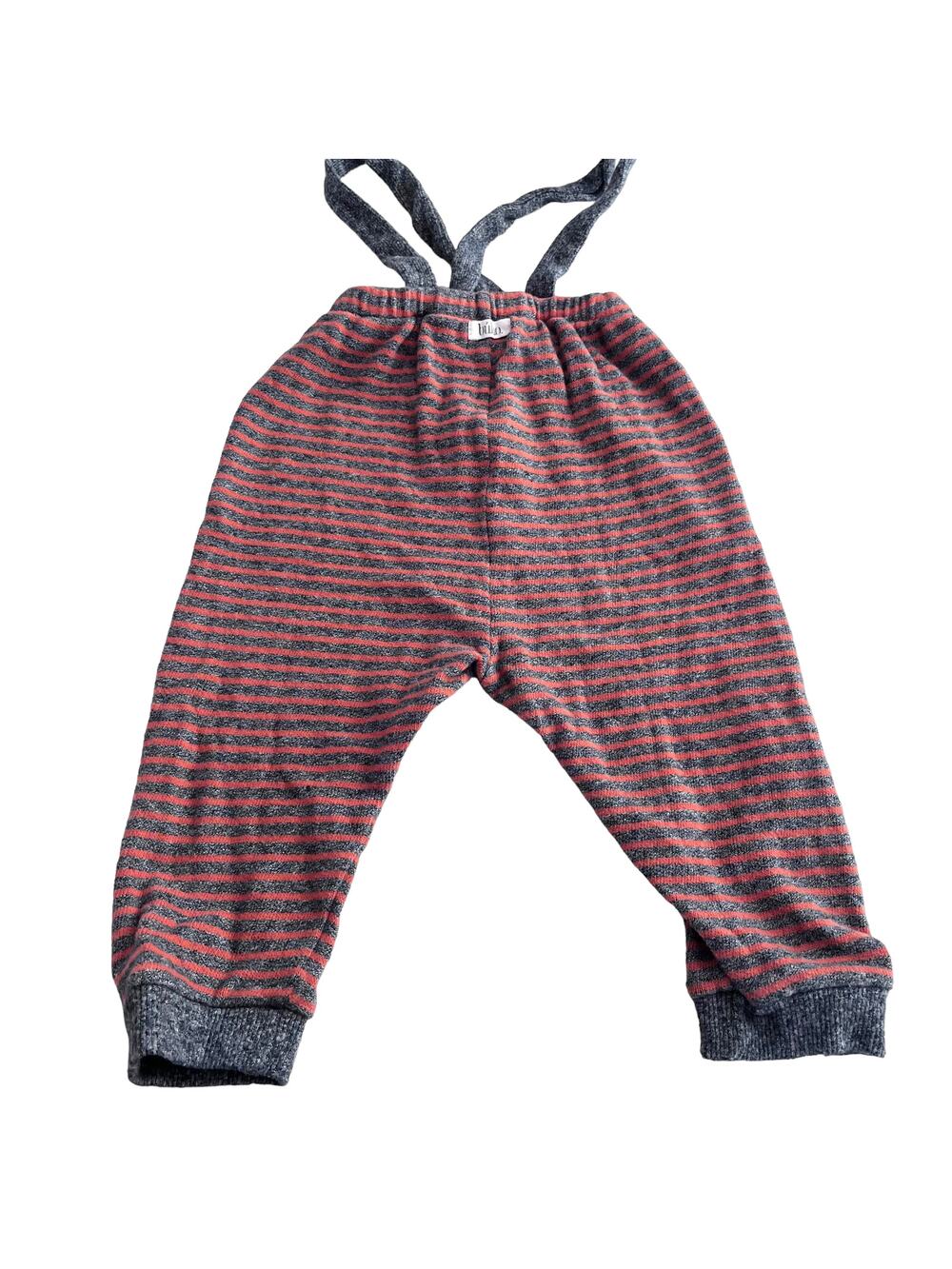 Buho boys knit striped suspender pants overalls size 12 months
